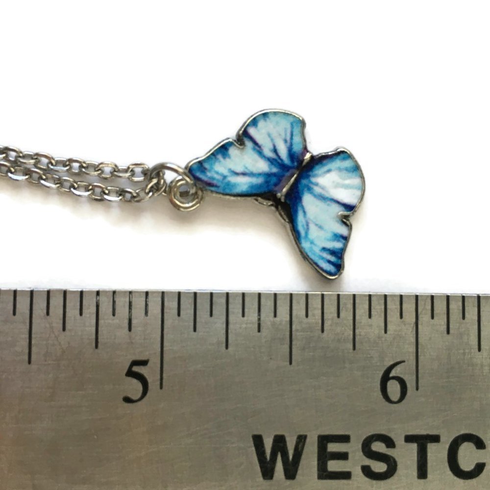 π¦ Blue Butterfly Charm Necklace Tibetan Silver Stainless Steel Chain π¦ 4for$20 - Picture 3 of 4